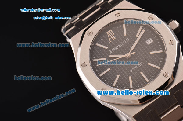 Audemars Piguet Royal Oak Swiss ETA 2836 Automatic Steel Case with Stick Markers Black Dial and Stainless Steel Strap - Click Image to Close